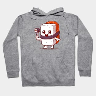 Cute Sushi Salmon Holding Chospsticks Cartoon Hoodie